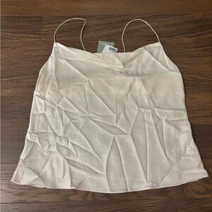NWT H&M Cream Satin Blouse with Rhinestone Strap